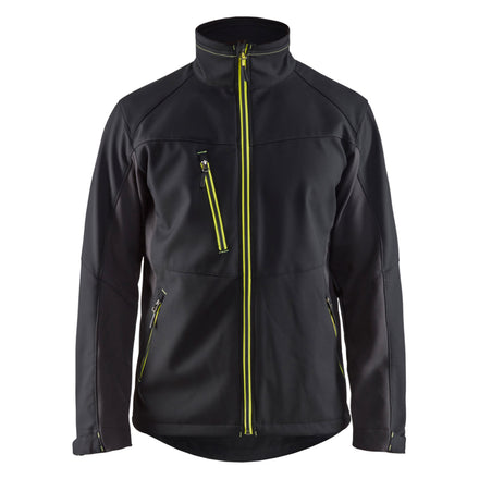 Blaklader 4950 Softshell Jacket Black Hi Vis Yellow Front