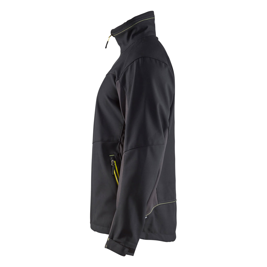 Blaklader 4950 Softshell Jacket Black Hi Vis Yellow Left