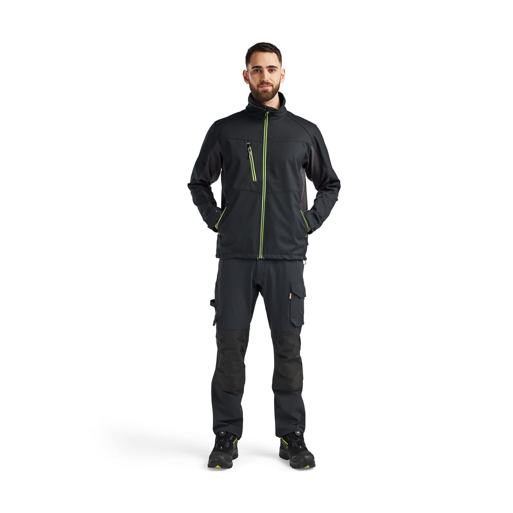 Blaklader 4950 Softshell Jacket Black Hi Vis Yellow Model