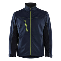 Blaklader 4950 Softshell Jacket Dark Navy Blue Hi Vis Yellow Front