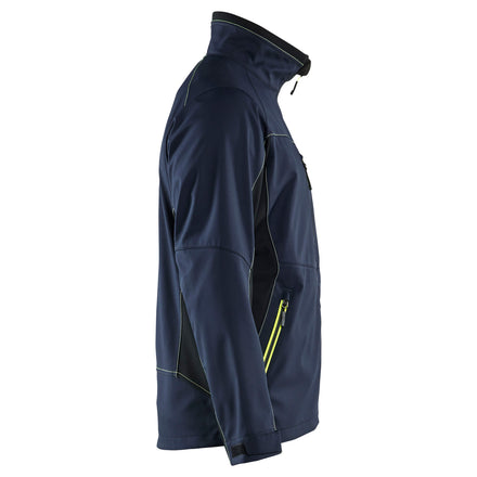 Blaklader 4950 Softshell Jacket Dark Navy Blue Hi Vis Yellow Right