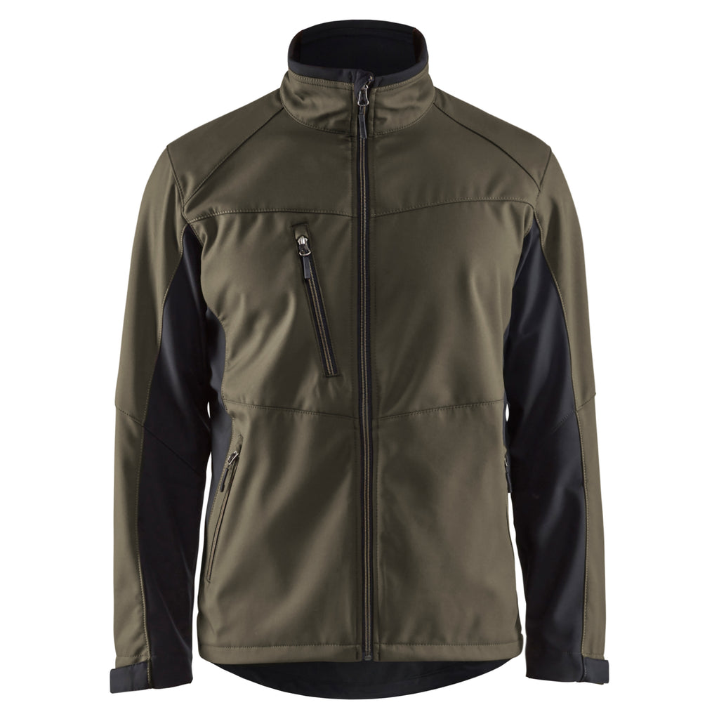 Blaklader 4950 Softshell Jacket Dark Olive Green Black Front