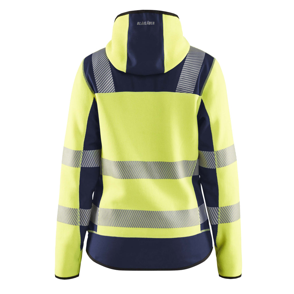 Blaklader 4967 Womens Hi Vis Knitted Jacket Hi Vis Yellow Navy Blue Back