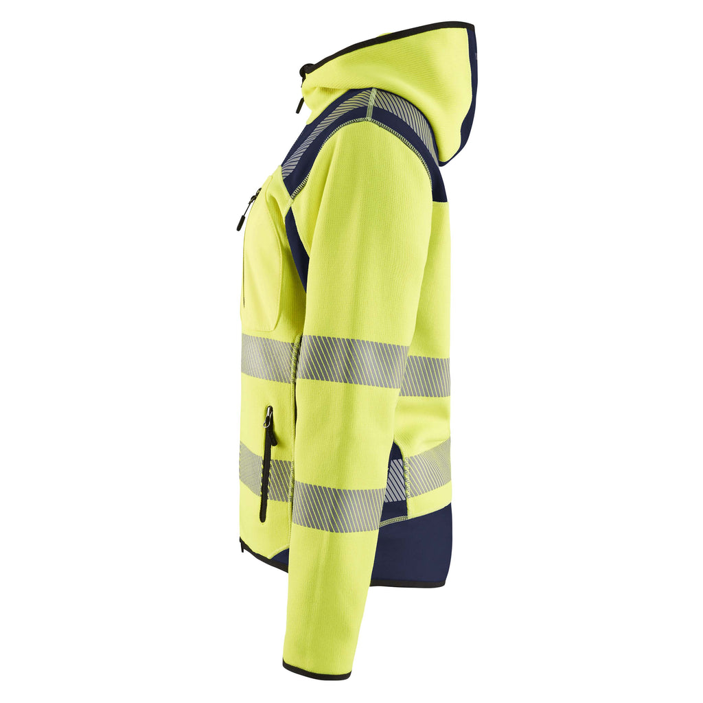 Blaklader 4967 Womens Hi Vis Knitted Jacket Hi Vis Yellow Navy Blue Left