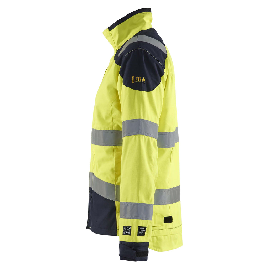 Blaklader 4969 Womens Multinorm Inherent Jacket Hi Vis Yellow Navy Blue Left