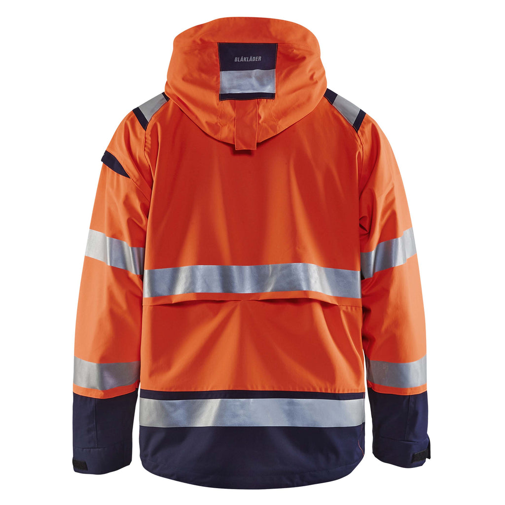 Blaklader 4987 Hi Vis Shell Jacket Hi Vis Orange Navy Blue Back