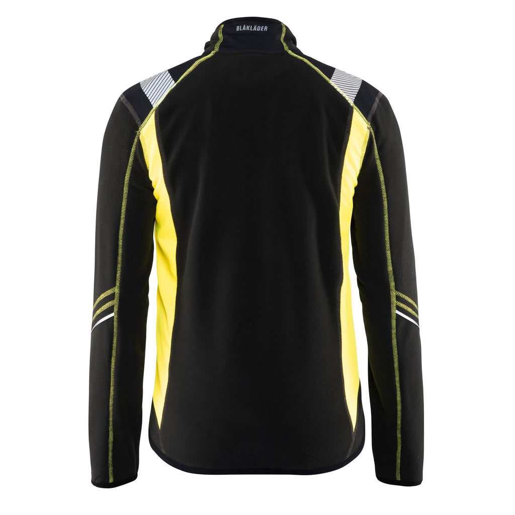 Blaklader 4993 Microfleece Jacket Black Hi Vis Yellow Back
