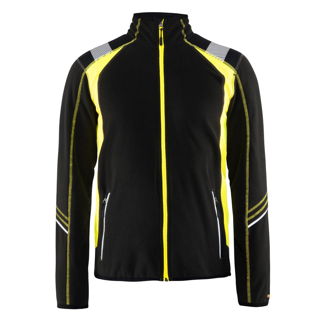 Blaklader 4993 Microfleece Jacket Black Hi Vis Yellow Front