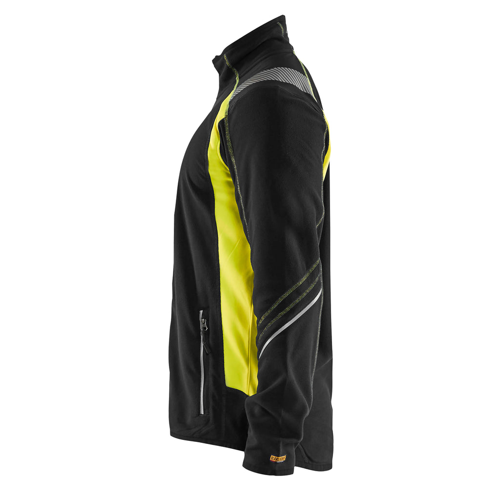 Blaklader 4993 Microfleece Jacket Black Hi Vis Yellow Left