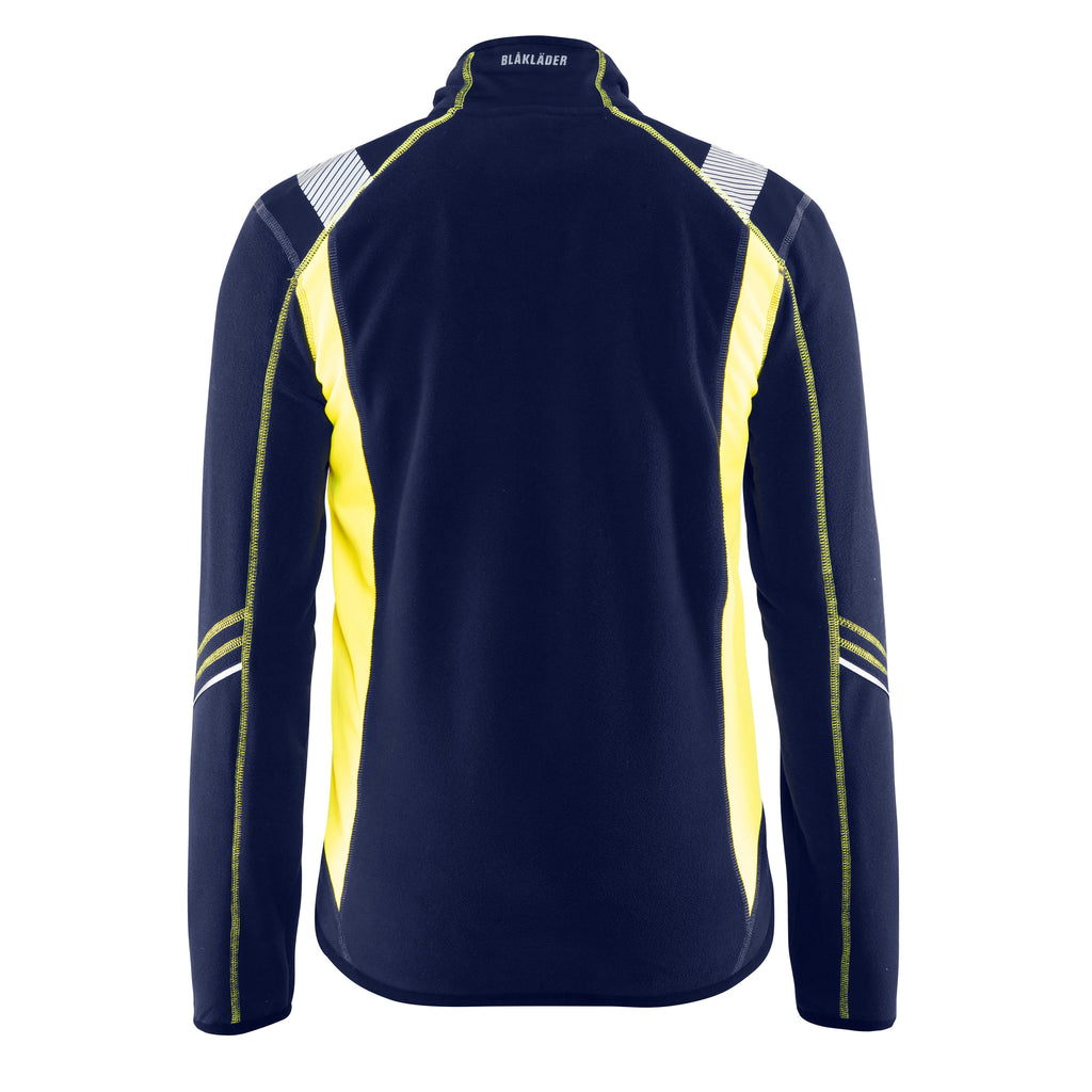Blaklader 4993 Microfleece Jacket Navy Blue Hi Vis Yellow Back