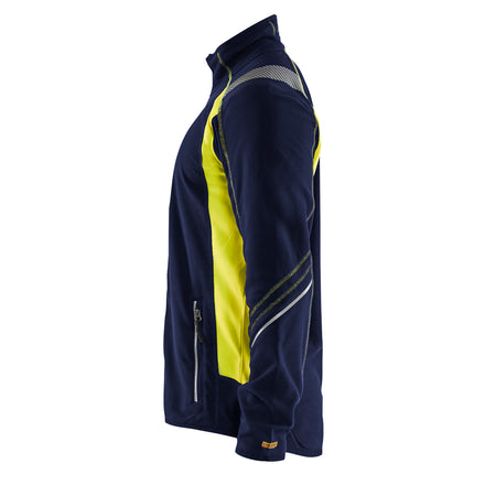 Blaklader 4993 Microfleece Jacket Navy Blue Hi Vis Yellow Left