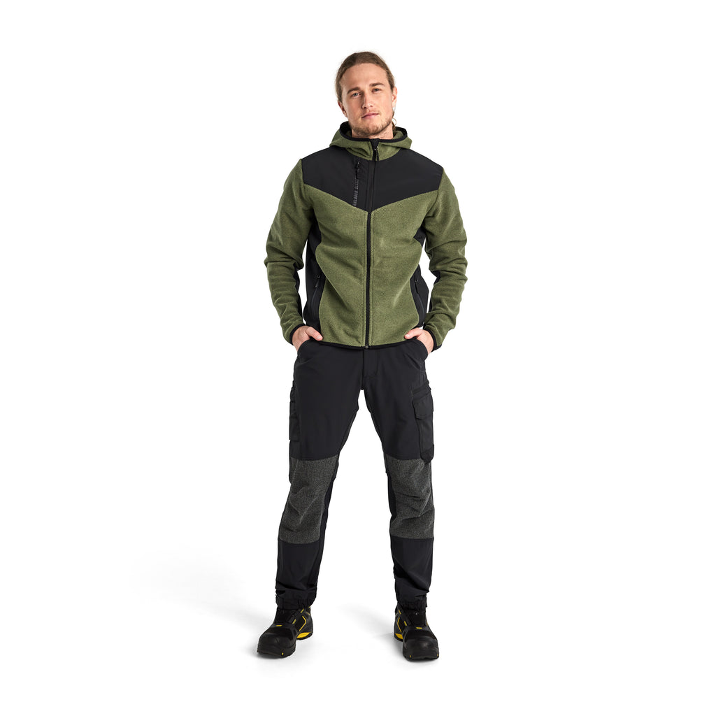Blaklader 5940 Knitted Jacket With Softshell Autumn Green Black Model