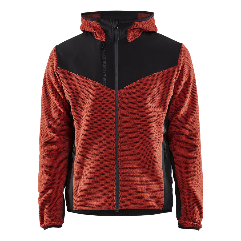 Blaklader 5940 Knitted Jacket With Softshell Burned Red Black Front