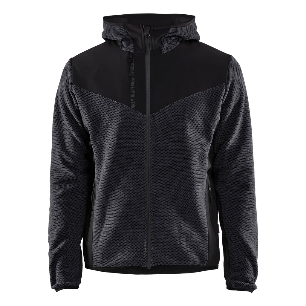 Blaklader 5940 Knitted Jacket With Softshell Dark Grey Black Front