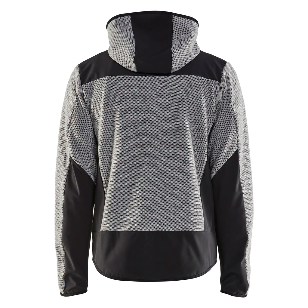 Blaklader 5940 Knitted Jacket With Softshell Grey Melange Black Back