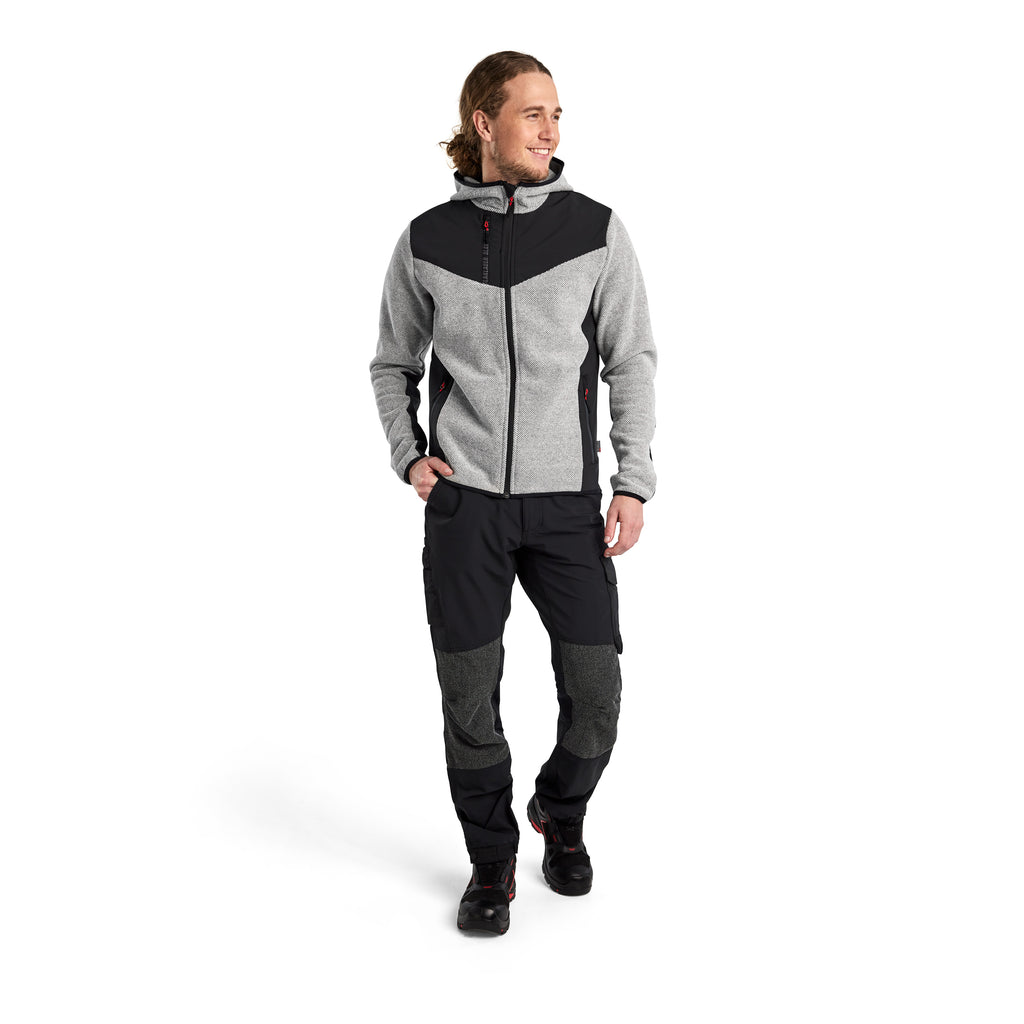 Blaklader 5940 Knitted Jacket With Softshell Grey Melange Black Model