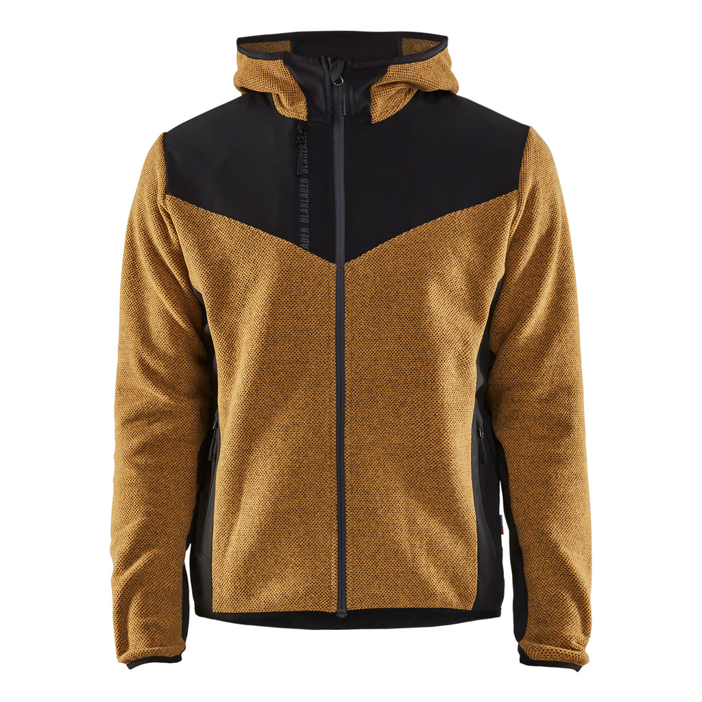 Blaklader 5940 Knitted Jacket With Softshell Honey Gold Black Front