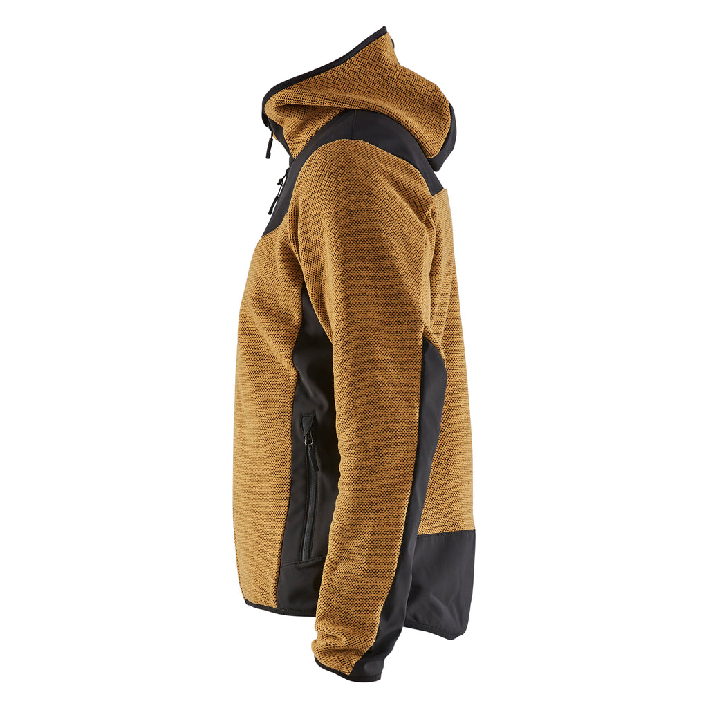Blaklader 5940 Knitted Jacket With Softshell Honey Gold Black Left