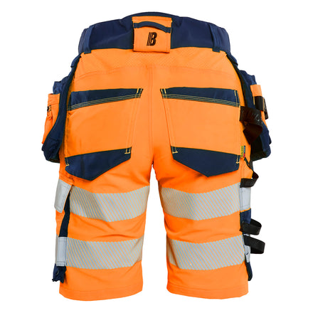 Blaklader 7020 Womens Hi Vis Shorts 4 Way Stretch Hi Vis Orange Navy Blue Back