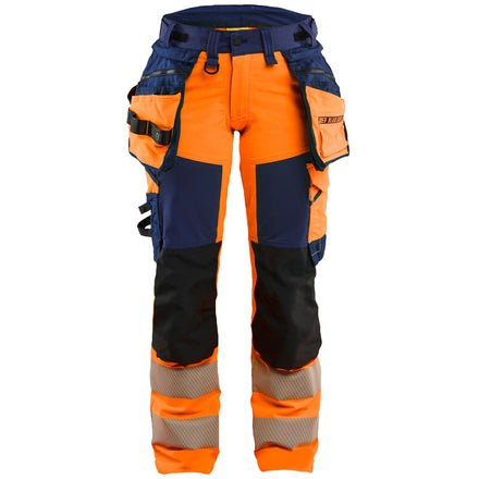 Blaklader 7022 Women’S Hi Vis Trousers 4 Way Stretch Hi Vis Orange Navy Blue Main