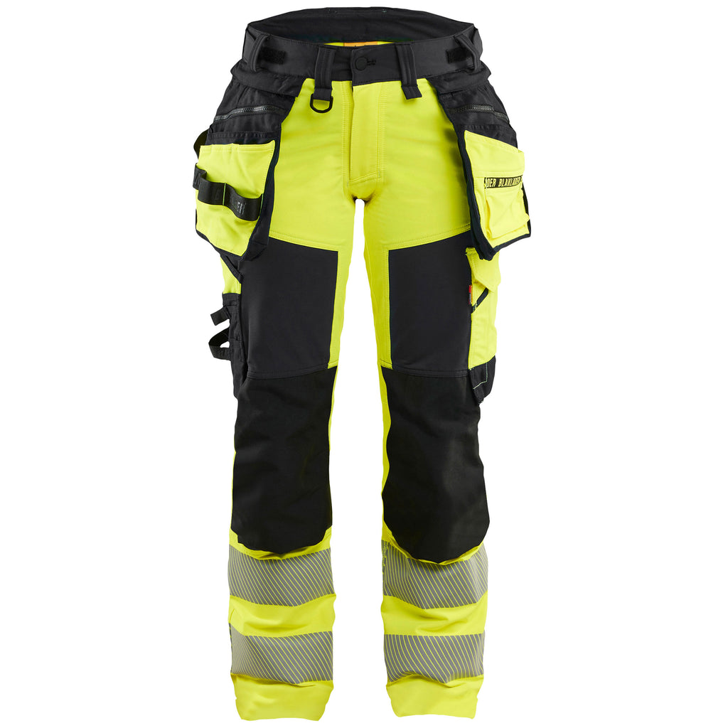 Blaklader 7022 Women’S Hi Vis Trousers 4 Way Stretch Hi Vis Yellow Black Main