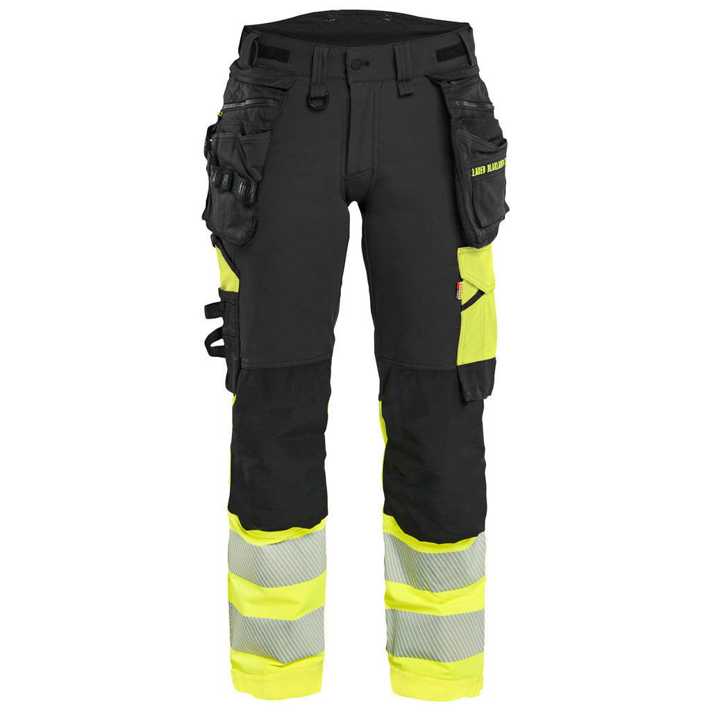 Blaklader 7025 Womens Hi Vis Trousers 4 Way Stretch Black Hi Vis Yellow Main