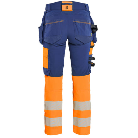 Blaklader 7025 Womens Hi Vis Trousers 4 Way Stretch Navy Blue Hi Vis Orange Back