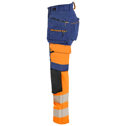 Blaklader 7025 Womens Hi Vis Trousers 4 Way Stretch Navy Blue Hi Vis Orange Left