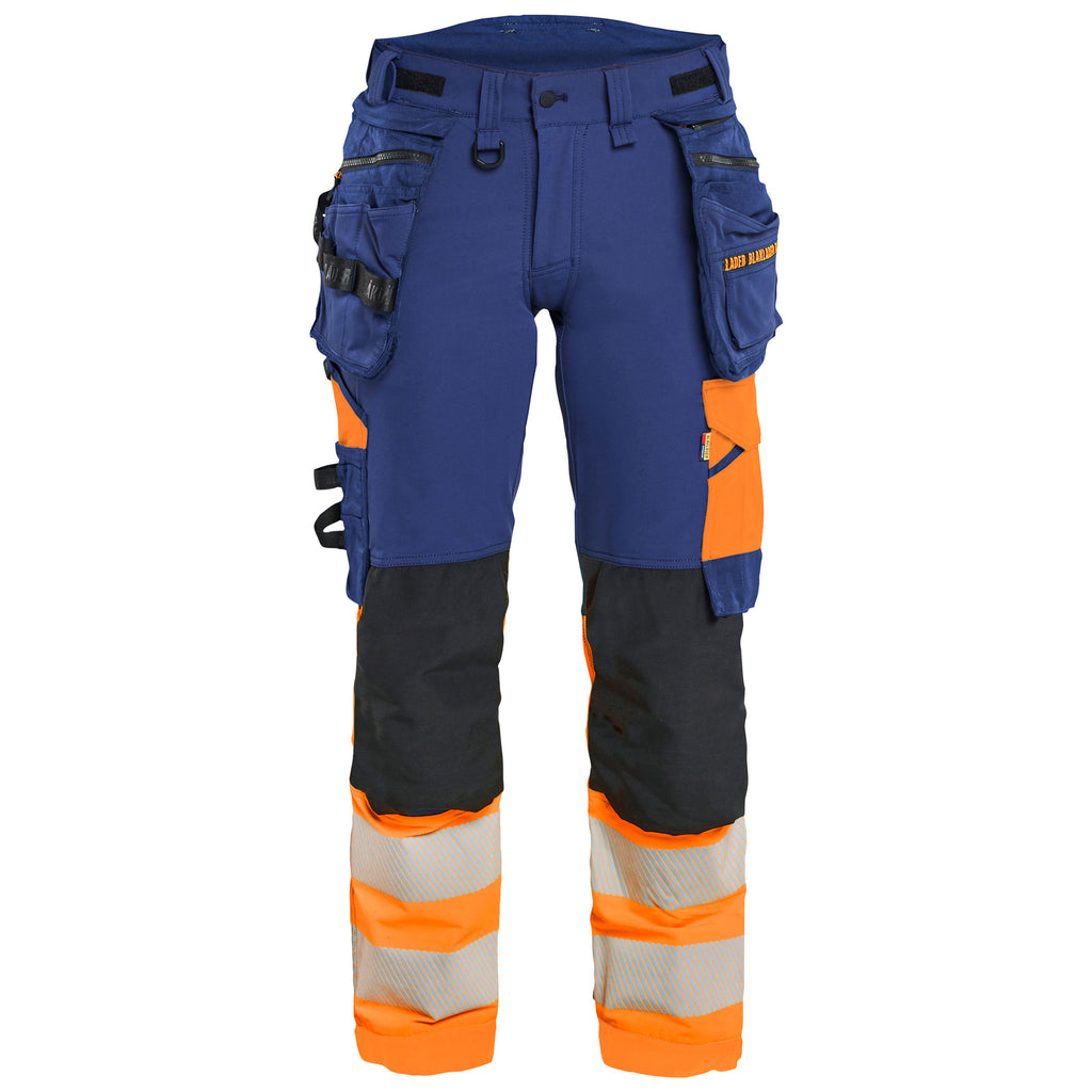 Blaklader 7025 Womens Hi Vis Trousers 4 Way Stretch Navy Blue Hi Vis Orange Main