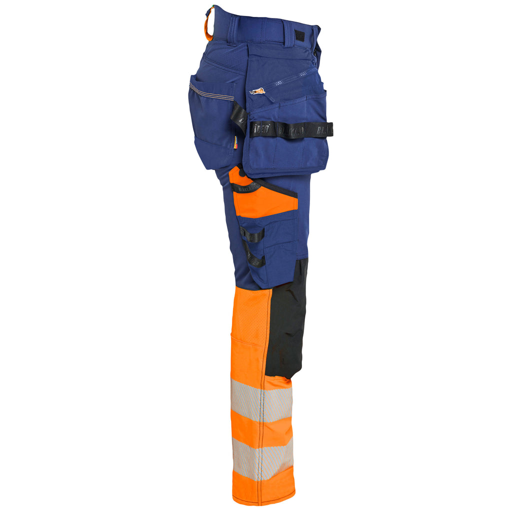 Blaklader 7025 Womens Hi Vis Trousers 4 Way Stretch Navy Blue Hi Vis Orange Right