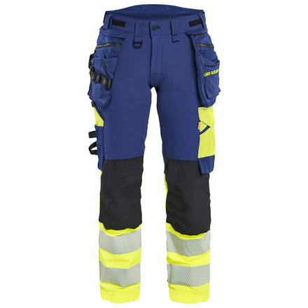 Blaklader 7025 Womens Hi Vis Trousers 4 Way Stretch Navy Blue Hi Vis Yellow Main