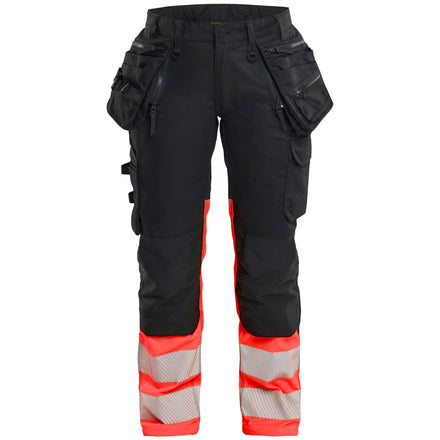 Blaklader 7030 Womens Hi Vis Trousers Stretch Black Hi Vis Red Main