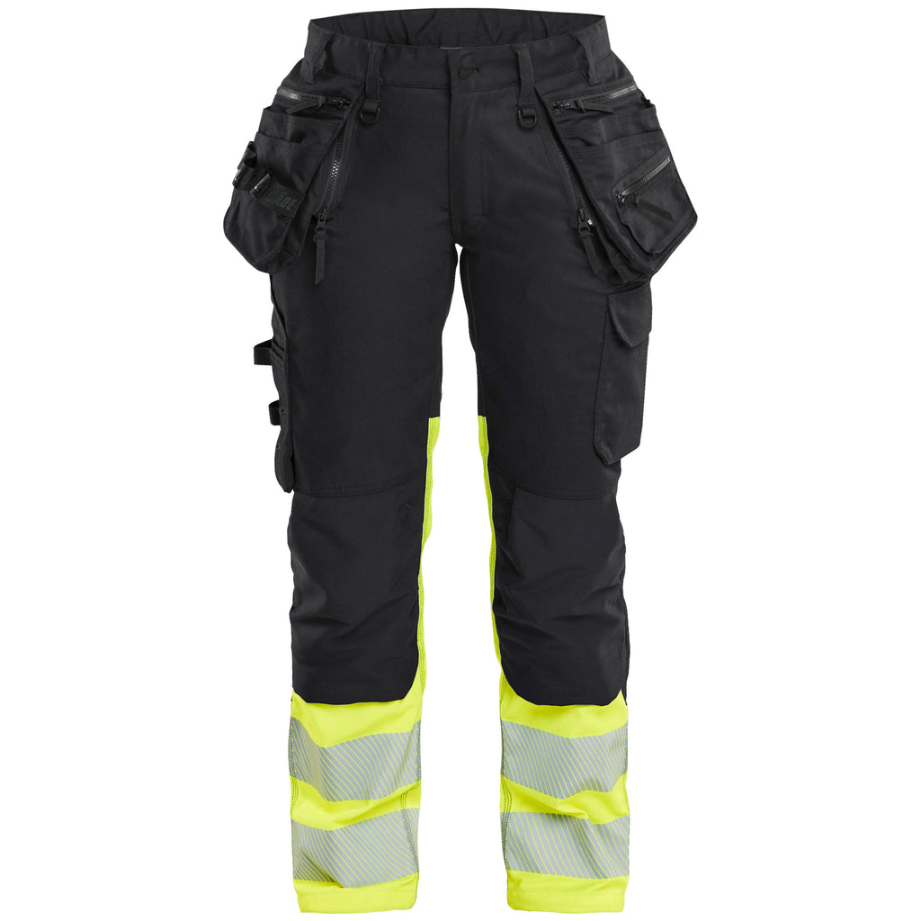 Blaklader 7030 Womens Hi Vis Trousers Stretch Black Hi Vis Yellow Main