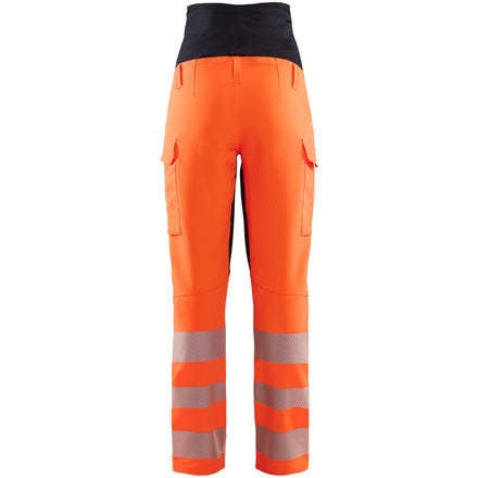 Blaklader 7100 Womens Hi Vis 4 Way Stretch Maternity Trousers Hi Vis Orange Black Back