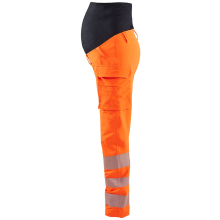 Blaklader 7100 Womens Hi Vis 4 Way Stretch Maternity Trousers Hi Vis Orange Black Left