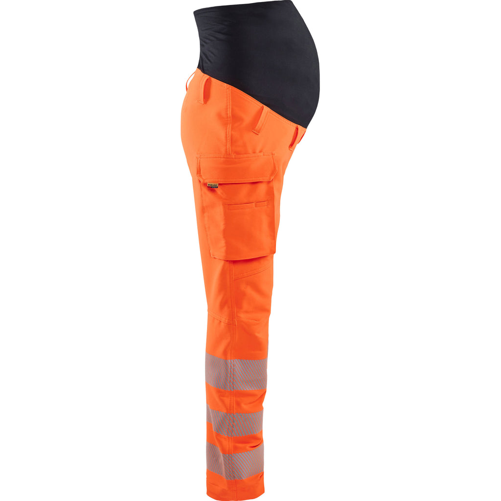 Blaklader 7100 Womens Hi Vis 4 Way Stretch Maternity Trousers Hi Vis Orange Black Right