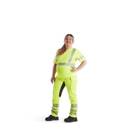 Blaklader 7100 Womens Hi Vis 4 Way Stretch Maternity Trousers Hi Vis Yellow Black 3 Model