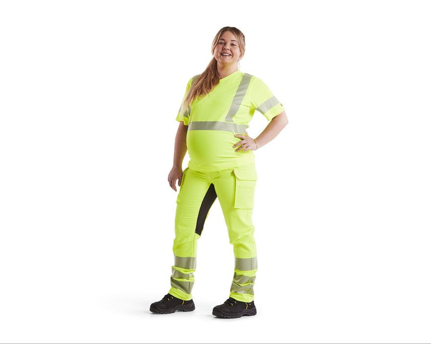 Blaklader 7100 Womens Hi Vis 4 Way Stretch Maternity Trousers Hi Vis Yellow Black 3 Model