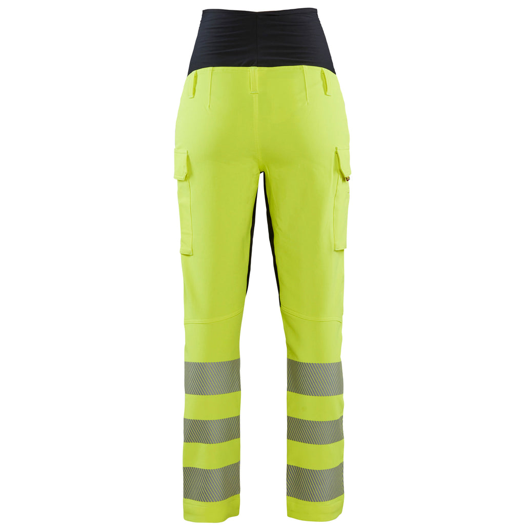 Blaklader 7100 Womens Hi Vis 4 Way Stretch Maternity Trousers Hi Vis Yellow Black Back