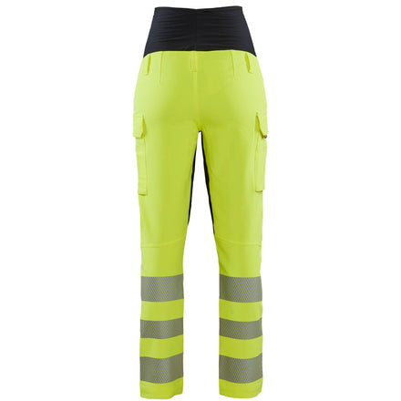 Blaklader 7100 Womens Hi Vis 4 Way Stretch Maternity Trousers Hi Vis Yellow Black Back