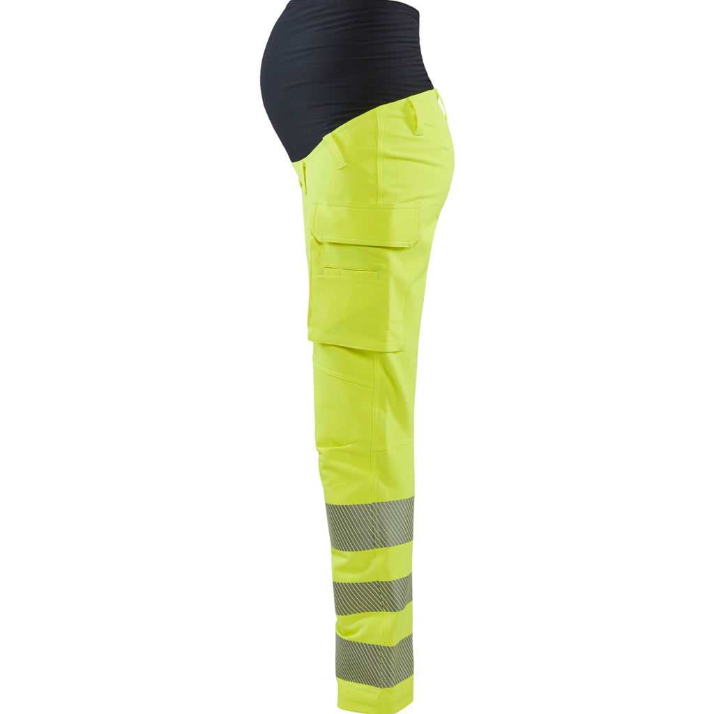 Blaklader 7100 Womens Hi Vis 4 Way Stretch Maternity Trousers Hi Vis Yellow Black Left