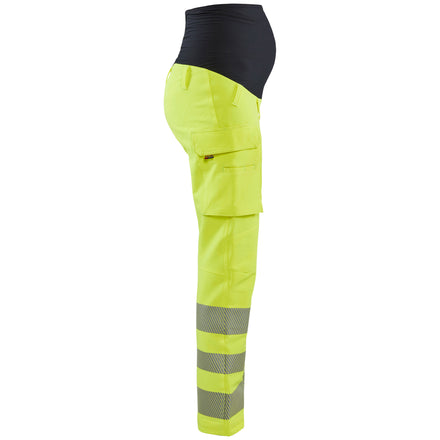 Blaklader 7100 Womens Hi Vis 4 Way Stretch Maternity Trousers Hi Vis Yellow Black Right