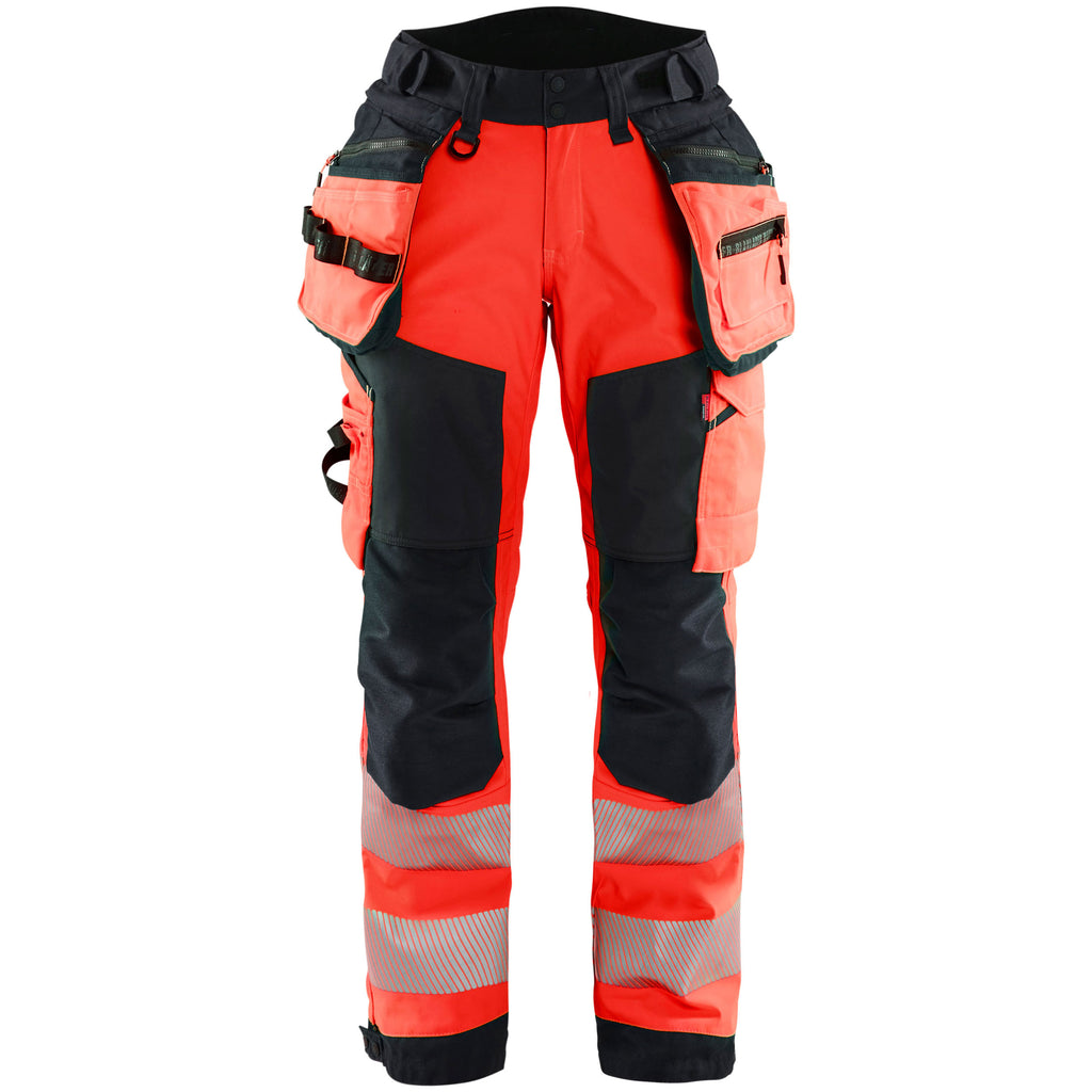 Blaklader 7118 Womens Hi Vis Softshell Trousers Hi Vis Red Black Main