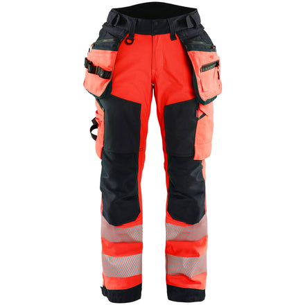 Blaklader 7118 Womens Hi Vis Softshell Trousers Hi Vis Red Black Main