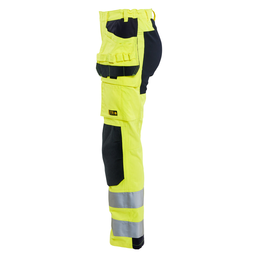 Blaklader 7145 Womens Multinorm Inherent Trousers With Stretch Hi Vis Yellow Navy Blue Left