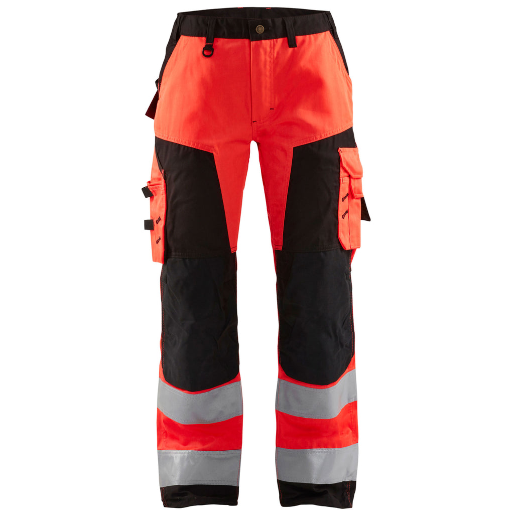 Blaklader 7155 Womens Hi Vis Trousers Without Nail Pockets Hi Vis Red Black Main