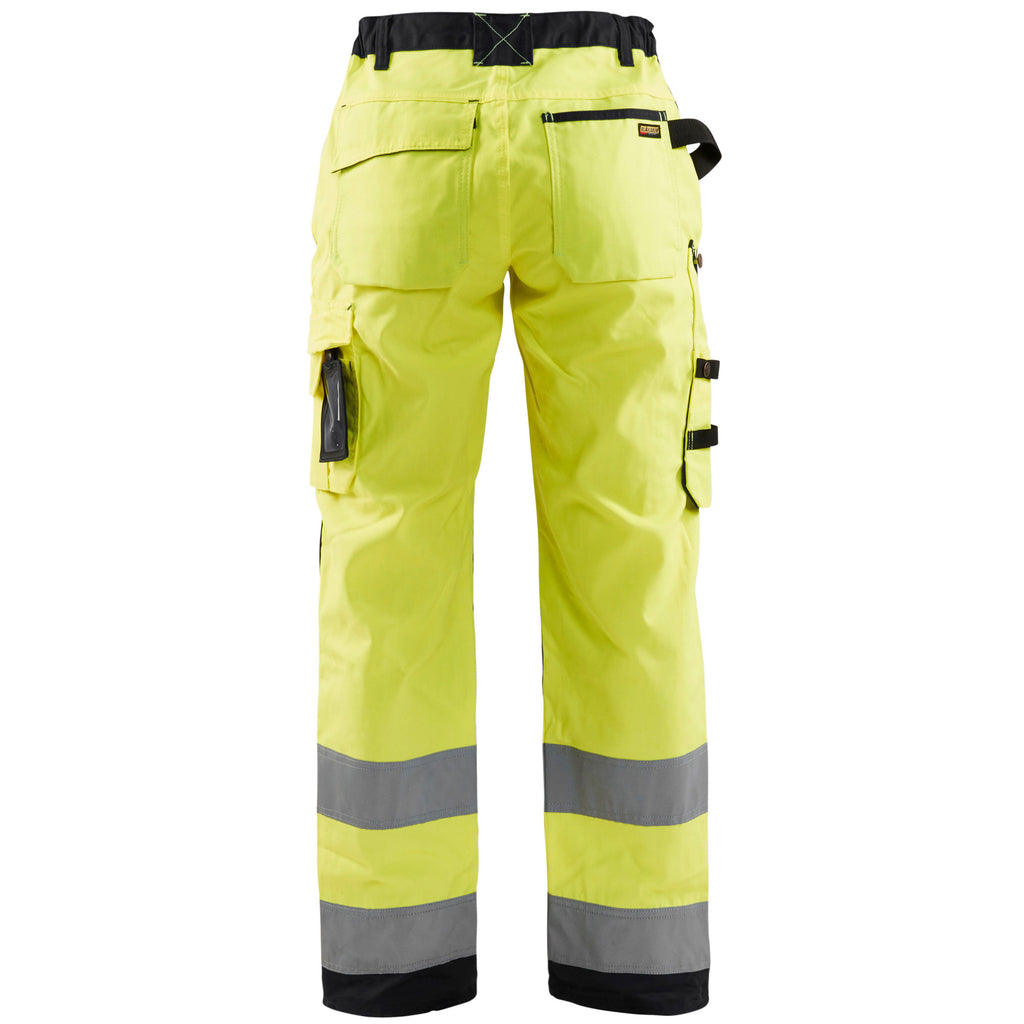 Blaklader 7155 Womens Hi Vis Trousers Without Nail Pockets Hi Vis Yellow Black Back