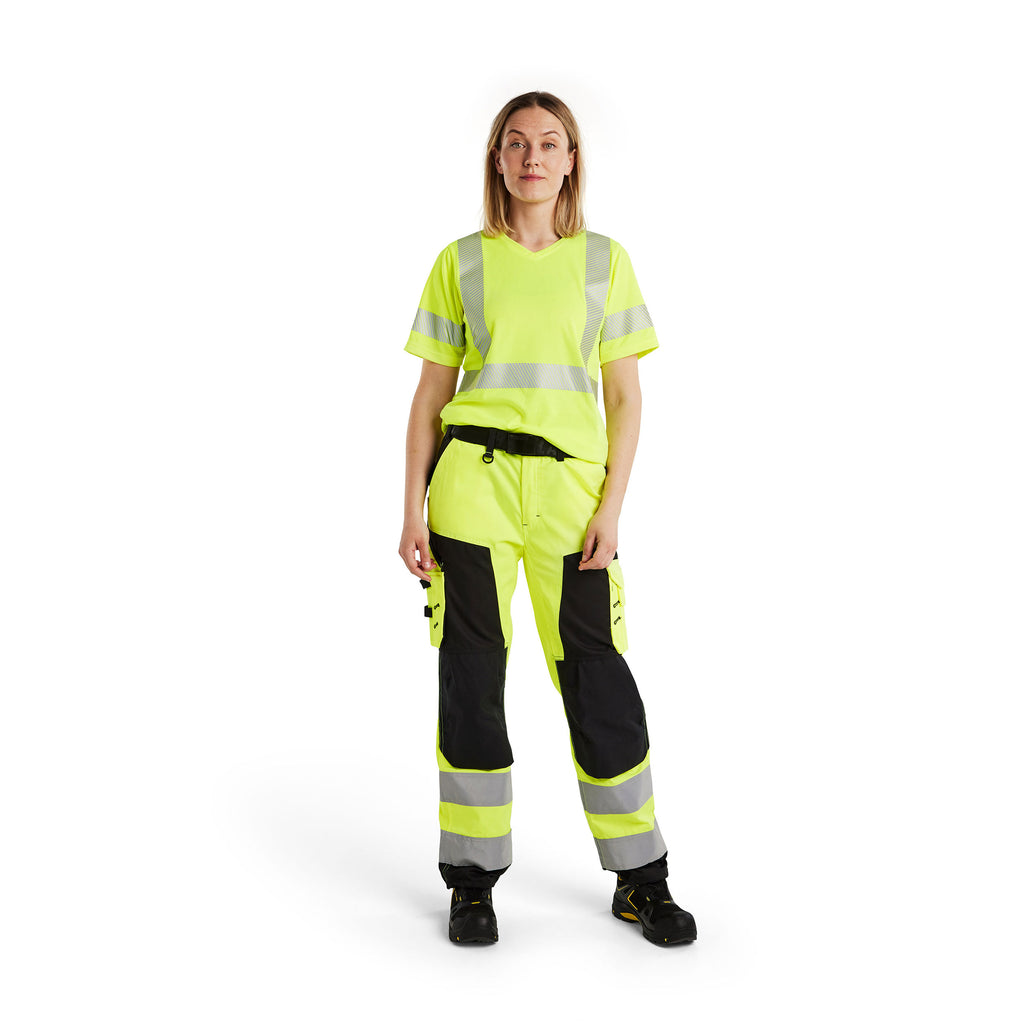 Blaklader 7155 Womens Hi Vis Trousers Without Nail Pockets Hi Vis Yellow Black Model