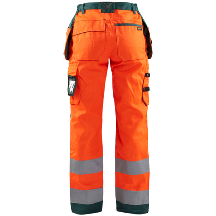 Blaklader 7156 Womens Hi Vis Trousers Hi Vis Orange Green Back