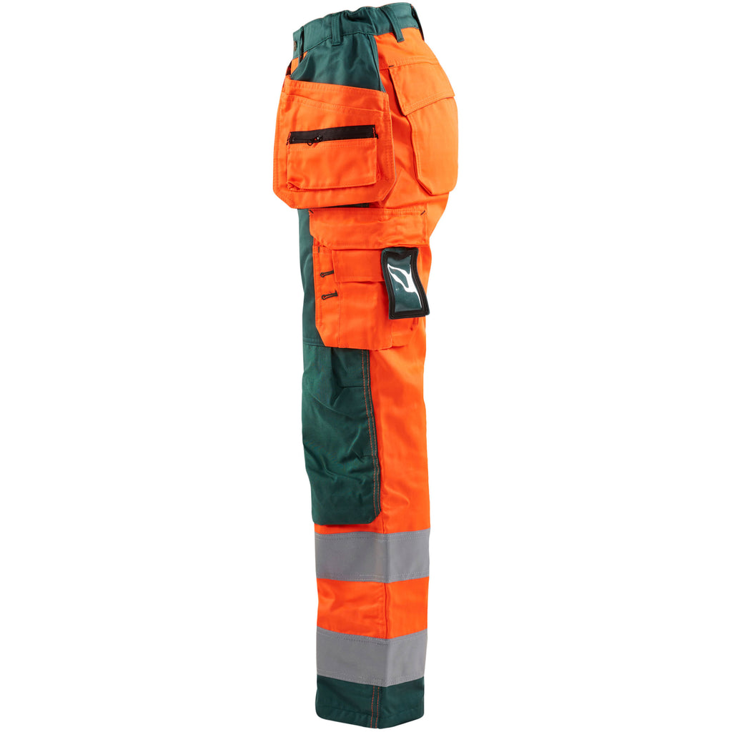 Blaklader 7156 Womens Hi Vis Trousers Hi Vis Orange Green Left